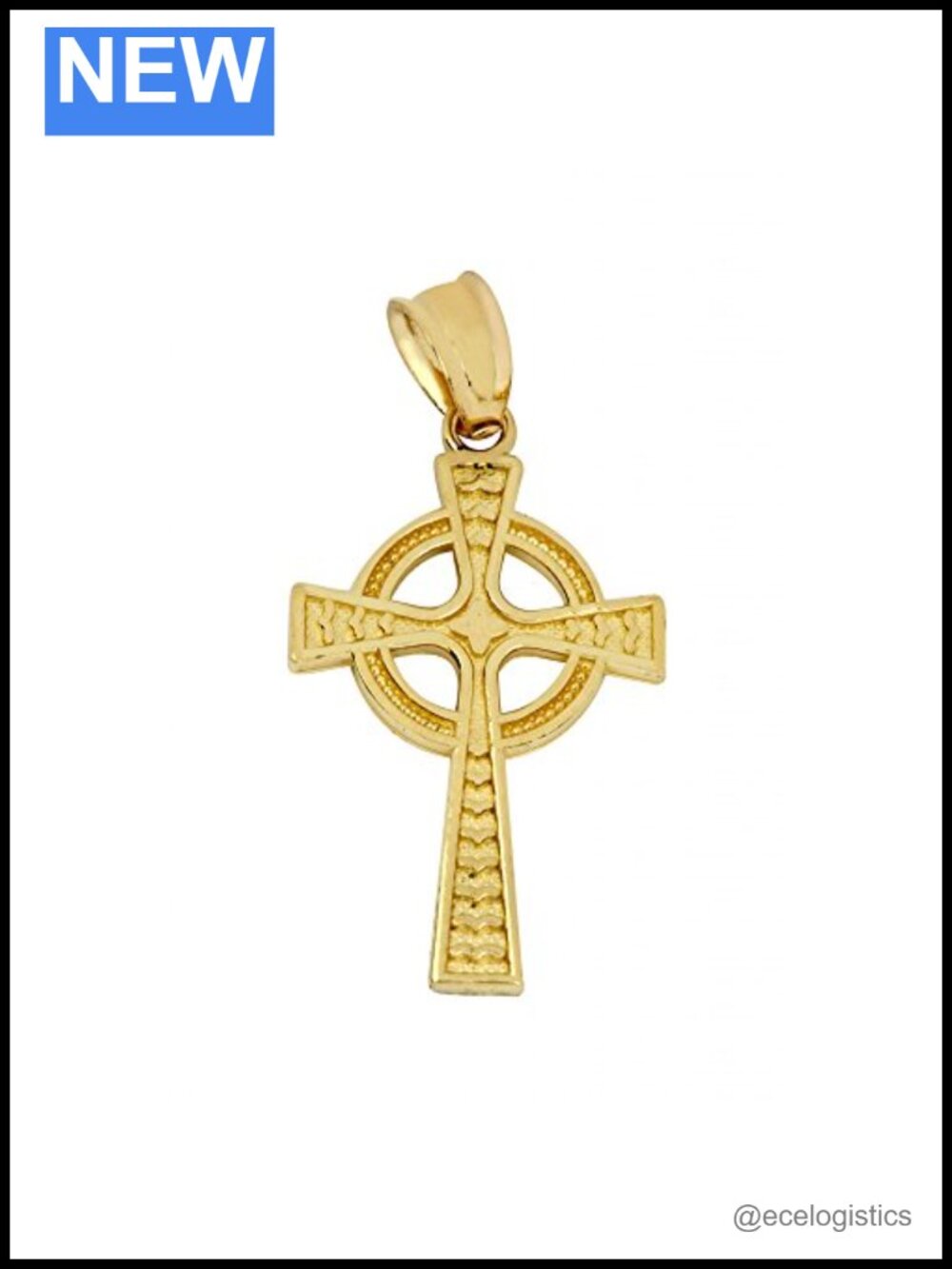 10k Yellow Gold Celtic Cross Charm Pendant High Polish